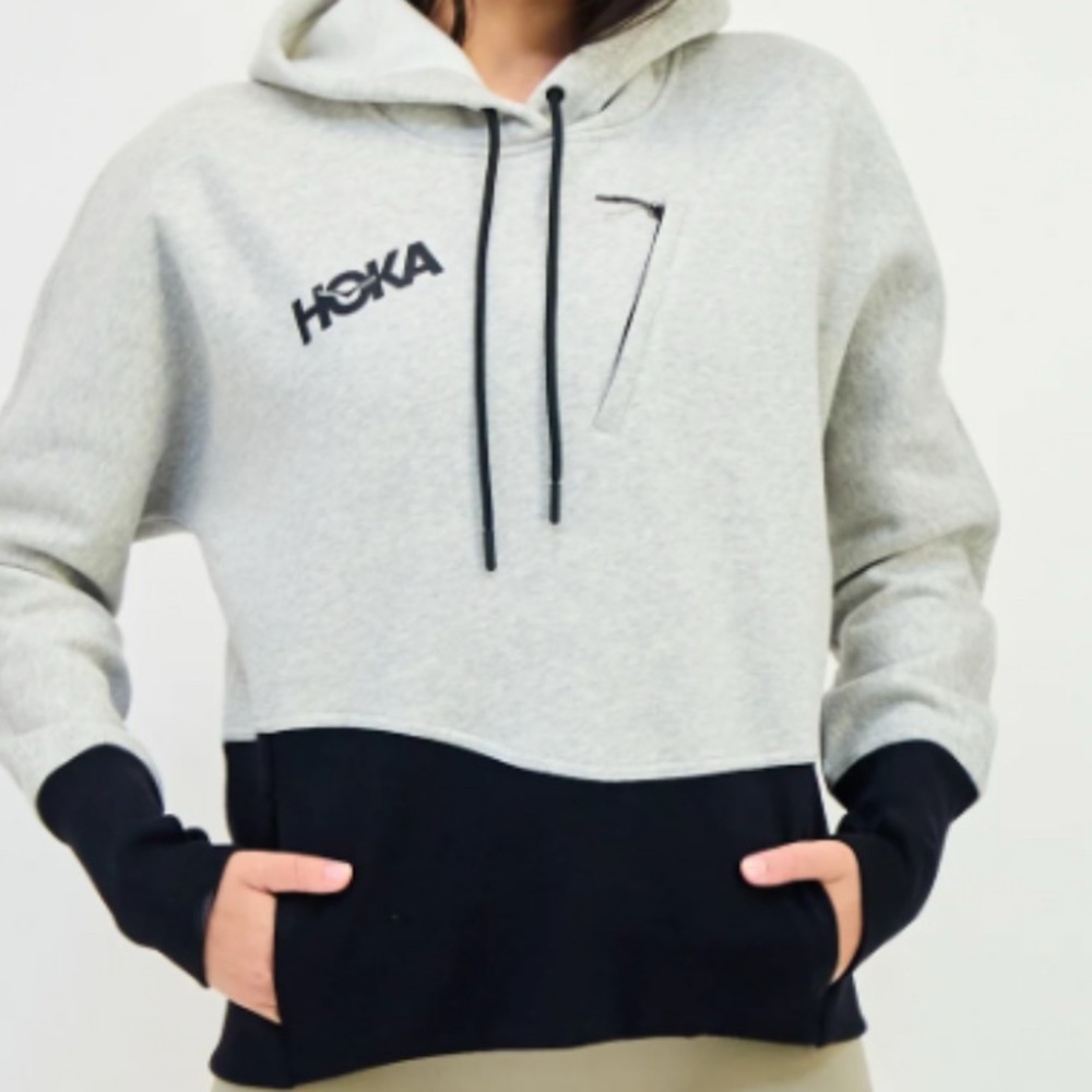 Hoka One One Women's Gray and Black Hoodie Sweater